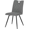 HowHomely Sedia da pranzo grigia | Sedia da pranzo imbottita 86 x 63,5 x 60 cm | elegante sedia con gambe in metallo | morbida ed ergonomica per soggiorno o ufficio