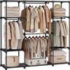 SONGMICS Armadio, 4 Sezioni Appendiabiti, Ripiani, 43 x 151 x 166 cm | Guardaroba Portaoggetti, per Camera da Letto, Soggiorno, Lavanderia, Nero, Collezione RYLAN RYG036B02