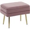 Beliani Pouf Contenitore Imbottito Velluto Rosa e Gambe Dorate 49 cm