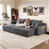 Yihomfy Divano ad angolo modulare, 241 cm, divano letto, divano ad angolo con divano e 2 pouf, divano modulare 5 posti imbottito e profondo per soggiorno, divano a U, divano compresso, L-grigio
