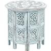 Beliani Tavolino Vintage Rotondo 45 x 45 cm Soggiorno Portaoggetti Mango Azzurro