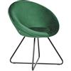 Beliani Sedia d'angolo in velluto retrò Rivestimento verde Seduta rotonda Design retrò Base a croce in metallo