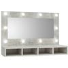 vidaXL Mobile a Specchio con LED Grigio Cemento 90x31,5x62 cm