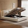 Autheria Letto imbottito180 x 200 cm, letto matrimoniale con rete a doghe e testiera imbottita,letto idraulico con contenitore,bouclé Beige(Senza Materasso)