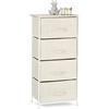 Relaxdays Mobiletto con 4 Cassetti, Mobile Cassettiera, in Tessuto, Acciaio e Legno MDF, HxLxP: 95 x 45 x 30 cm, Beige