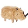 Beliani Pouf Animaletto Forma Rinoceronte Finta Pelliccia Beige Gambe in Legno