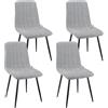 WAFTING Set di 4 Sedie da Pranzo, Sedie a Righe Imbottite con Schienale Alto con Pieds in Metallo, per Sala da Pranzo, Soggiorno, Cucina e Reception, Grigio