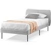 EVERGREENWEB MATERASSI & BEDS EVERGREENWEB - Letto Singolo con Materasso 80x200 alto 20 cm in Memory Foam, Base Letto 12 Doghe in Legno + Cuscino in Fiocco Memory GRATIS, Testata Quadrata Stondata, Rivestimento Tessuto Grigio