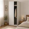 Dmora Guardaroba 2 Ante Isere, Mobile Camera da Letto, Cabina Armadio portabiti, Armadio Appendiabiti, 79x51 h203 cm, Bianco Opaco