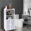 HUOLE Mobile Bagno Verticale Porta Oggetti da Bagno Slim Salvaspazio con Apertura, armadietto con ante e ripiani, Armadietto Porta Carta Igienica, Detergenti e Accessori,40 x 25 x 90 cm - Blanc