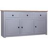 vidaXL Dressoir Panama Range 135x40x80 cm massief grenenhout grijs