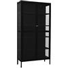 vidaXL Vetrina Nera 90x40x180 cm in Acciaio e Vetro Temperato