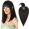 Silk-co Toupet Capelli Donna Veri Extension Clip 100% Remy Human Hair Topper Uomo Capelli Lisci Naturali 30 cm (35 g) #1B Nero Naturale