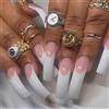 GlamRays 20 Pezzi Unghie Artificiali XXL Lunghe Curve French Tip Bianche Lucide Quadrate Riutilizzabili Per Donne