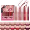 Pakivs Set di matite per contorno labbra opache, 12 colori, altamente pigmentato, resistente all'acqua, a lunga durata, rossetto naturale per donne
