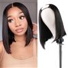 huarisi Huairisi U part Bob Wig Human Hair for Black Women, 12 inch Straight Hair Bob Wigs No Lace No Bangs, 8a Brazilian U Part Bob Human Hair Wigs with Clips in Extensions Natural Colour