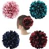 Cinaci Confezione da 4 fermagli per capelli in plastica nera con grande fiore in raso con fiocco, morsetti per chignon, accessori per capelli per donne e ragazze