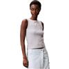 Calvin Klein Donna Canotta Woven Label Rib con Logo, Grigio (Bc06 Grey Heather), XL