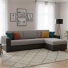 Dmora Talamo Italia - Divano letto con penisola Alicya, Sofà con penisola contenitore reversibile, Braccioli standard, 100% Made in Italy, Cm 280x95h90, Grigio e Antracite