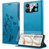MQERYBV Cover per Honor 400 Smart con 1 Pezzi Vetro Temperato | 3 Slot Schede, Portafoglio Custodia, TPU Morbido, Pelle PU, Magnetica Flip Cover, Funzione di Supporto, Antiurto, Blue