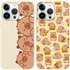 Yimctoie 2 Pezzi Cute Animale Cover per iPhone 14 Plus 6.7, Custodia Carino Capybara Cartoon Anime Motivo Aesthetic Pattern, TPU Silicone Protettiva Antiurto Morbido Case,Carino