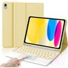 IVEOPPE Tastiera per iPad A16 11 Generazione 11 2025/10 Generazione 2022 10.9 | Cover Keyboard Touchpad con 7 Colori Illuminato Bluetooth Staccabile, Italiano QWERTY, Custodia con Portapenna, Giallo chiaro
