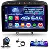 NHOPEEW 4+64G Android Autoradio per Peugeot 308/408 2007-2013 con Wireless Carplay e Android Auto - Schermo incell da 9 pollici Supporto WiFi GPS Comandi al volante + Telecamera di retromarcia, Canbus