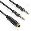 iJiZuo Cavo Adattatore Sdoppiatore Cuffie Microfono 2 in 1, 3.5mm Splitter Jack 1 Femmina a 2 Maschio Cavo Audio Splitter per Cuffie Mic, per Notebook, PC, PS4, Xbox - 30cm (Nero)