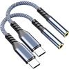 Vonxite Adattatore USB C a Jack, 2 Pezzi Adattatore Cuffie USB C Jack 3.5 mm, Adattatore Aux USB C Audio Cavo Dongle Jack per i-Phone 15/16,Adattatore Cuffie per Sam-sung, Adattatore Aux per i-Pad,Grigio