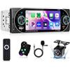 Hodozzy RDS Autoradio 1 Din con CarPlay Wireless Android Auto,Schermo da 5.1 Pollici con USB Type-C, Compatibile con Bluetooth 5.2, FM, Ricarica Rapida, EQ Comandi al Volante, Telecamera Posteriore