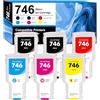 Oritdge 746 746XL Cartucce d'inchiostro 300-ml per Cartuccia d'inchiostro hp 746 P2V83A P2V82A P2V81A P2V80A P2V79A P2V78A per HP DesignJet Z6 & Z9+ (Nero Opaco, Nero Foto, Ciano, Magenta, Giallo, Rosso)