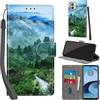 PHINIENLAND Cover per Motorola Moto G14 custodia portafoglio Foresta | 3 scomparti carte, 1 tasca banconote, Chiusura magnetica, Supporto, Pelle PU flip cover per Moto G14