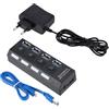 DUOBAGMA Hub USB attivo 3.0 con alimentatore, hub USB 3.0 con 4 porte, distributore USB 3.0, hub dati per trasferimento dati, leggero e portatile
