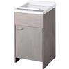 C.R. Smart Solutions Mobile lavatoio in kit per esterni 45x50 cm in PVC rovere effetto legno - vasca e asse in PP, sifone e troppo pieno | Junior