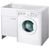 C.R. Smart Solutions Lavatoio coprilavatrice 109x60cm in PVC bianco - vasca e asse in PP, sifone e troppopieno | Junior