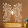 Lightzz N/A 3D Illusione Ottico Lampada Farfalla Luce Notturna per Bambini Neonata Camera Da Letto Decor Regali, Morbido Bianco Caldo Colori Base In Legno Comodino Lampada Da Tavolo