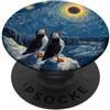 Europe Total Solar Eclipse Vincent Van G Eclissi solare totale 08.12.2026 Notte stellata della Groenlandia Puffin PopSockets PopGrip Adesivo