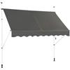 RELAX4LIFE Tenda da Sole per Esterno con Morsetto senza Forare, Telaio Telescopico, Telo Anti-UV, Altezza e Inclinazione Regolabile, Ideale per Balcone e Terrazzo (Grigio, 200x175cm)