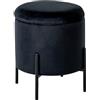 Beliani Pouf contenitore con seduta in tessuto velluto e base in legno nero