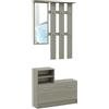 HOMCOM Set 4 in 1 Mobili da Ingresso con Appendiabiti, Specchio Grigio