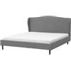Beliani Letto Imbottito Velluto Grigio a Doghe Testiera Trapuntata 180 x 200 cm