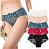 Daelesr 5 Pezzi Mutandine di Pizzo da Donna, Sottili Mutande con Pizzo per Donna, Slip Donna Bikini a Vita Bassa, 5 Colori Intima Semitrasparente (M)