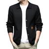 Dasongff Blazer in Maglia Morbida da Uomo Cardigan Aperto Frontale Pullover Leggero Collo Mandarino Taglio Aderente Giacca Sportiva Casual, Nero , M