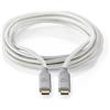 Nedis Cavo USB Nedis - USB 3.2 Gen 2x2 - USB-C maschio - USB-C maschio - 100 W - 4K@60Hz - 20 Gbps - Placcato oro - 2,00 m - Rotondo - Intrecciato / Nylon - Argento - Confezione con finestra di visualizzazione