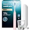 Philips Sonicare DiamondClean 9000 spazzolino elettrico sonico con app, sensore di pressione, 4 modalità di pulizia, bicchiere di ricarica e custodia da viaggio USB, colore rosa, modello HX9911/29