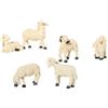 6 Pezzi Pecorelle di Resina Effetto Lana Statuine di Pecore per Presepe