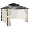 Qdreclod Set 4 Teli Laterali di Ricambio per Gazebo 3x3,6m, Tende Impermeabili in Tessuto Oxford 300D con Cerniera, Incl. Ganci per Giardino e Terrazza (Beige)