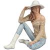 formano Statuetta decorativa da donna seduta, moderna, dipinta a mano, 20 x 19 cm, elegante scultura da donna in poliresina per soggiorno, scaffale e credenza come elemento decorativo
