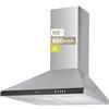 EVVO Cappa aspirante 60 cm di larghezza, potenza 650 m³/h, 3 velocità, colore inox, efficienza energetica A (modello: CE21)