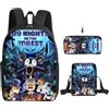 GDFENDU 3 pezzi anime 99 notti con portachiavi, 40,6 cm 3D stampato cartone animato zaino leggero con grande capacità viaggio e regalo di compleanno., A, One Size, Zaino Anime